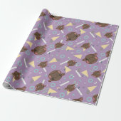 Cute Paarse Hippo Cadeaupapier (Uitgerold)