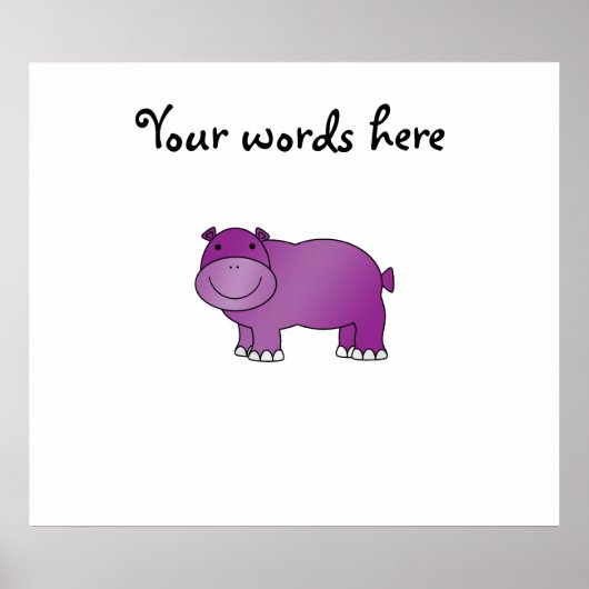 Cute paarse hippo poster (Voorkant)