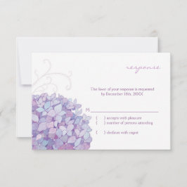 Cute Paarse Hydrangea Bloom Wedding RSVP Kaartje