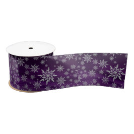 Cute Paarse Ice Crystal Snowflakes kerst Satijnen Lint