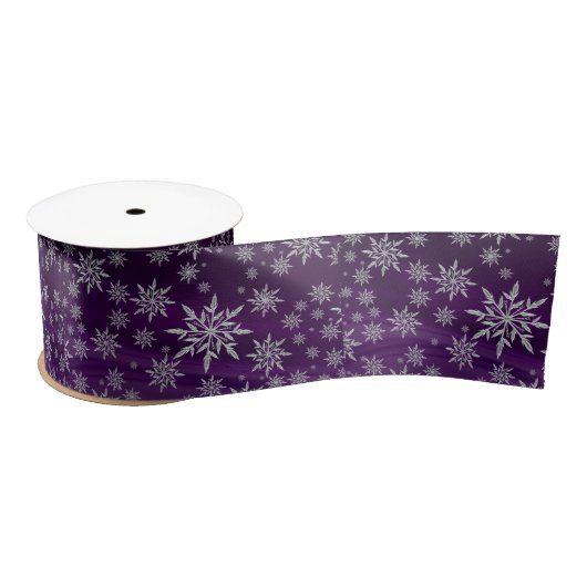 Cute Paarse Ice Crystal Snowflakes kerst Satijnen Lint (Spoel)