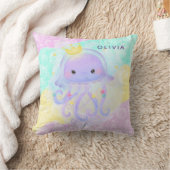 Cute Paarse Jellyfish Girl Baby Nursery Custom Kussen (Deken)