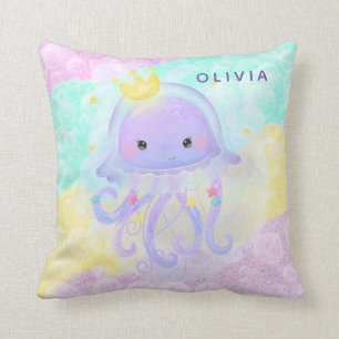 Cute Paarse Jellyfish Girl Baby Nursery Custom Kussen