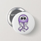 Cute Paarse Kawaii Jellyfish Button (Voorkant /achterkant)