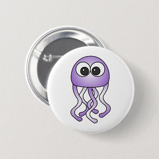 Cute Paarse Kawaii Jellyfish Button (Voorkant /achterkant)