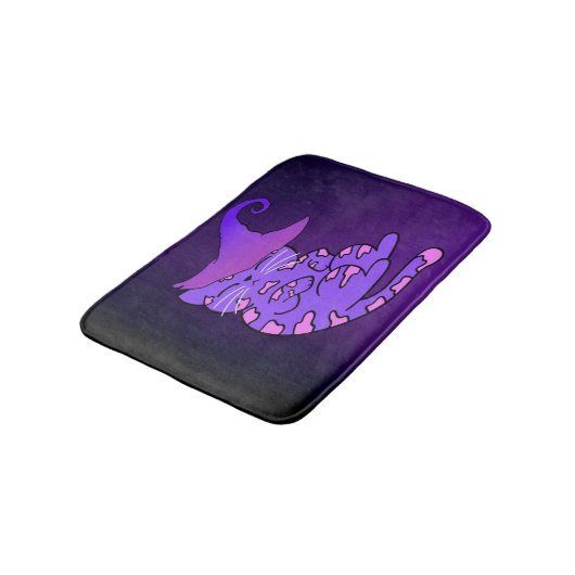 Cute Paarse Kitten met Witch Pet Badmat (Gekanteld)
