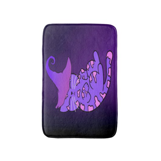 Cute Paarse Kitten met Witch Pet Badmat (Voorkant Verticaal)