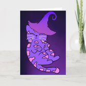 Cute Paarse Kitten met Witch Pet Kaart (Voorkant)