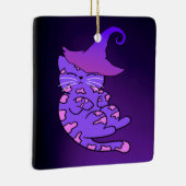 Cute Paarse Kitten met Witch Pet Keramisch Ornament (Rechts)