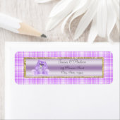 Cute Paarse Konijn Baby Shower Etiket (Insitu)