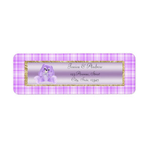 Cute Paarse Konijn Baby Shower Etiket