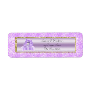 Cute Paarse Konijn Baby Shower Etiket