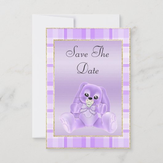 Cute Paarse Konijn Save The Date Baby Shower (Voorkant)