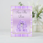Cute Paarse Konijn Save The Date Baby Shower (Staand voorkant)