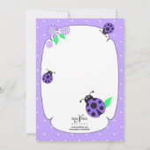 Cute Paarse Ladybug Invitation Kaart (Achterkant)