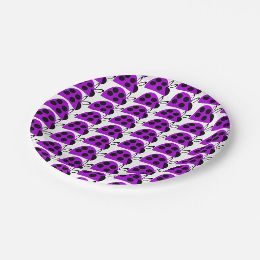 Cute Paarse Ladybug Papieren Bordje (Gekanteld)