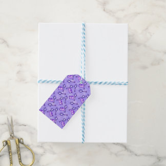 Cute Paarse Liefdesbrieven & Sleutels Patroon Gift Cadeaulabel
