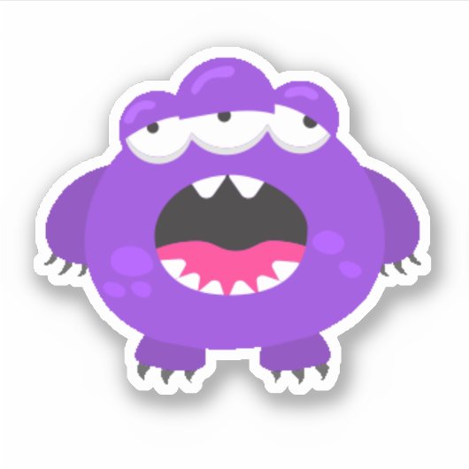 Cute Paarse Little Monster Halloween Sticker (Voorkant)