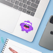 Cute Paarse Little Monster Halloween Sticker (Laptop met iPhone)