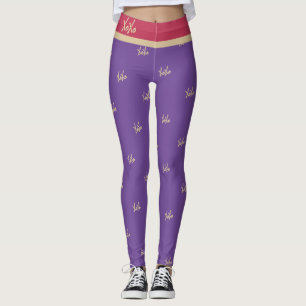 Cute Paarse Magenta Gold XOXO Typografie Leggings