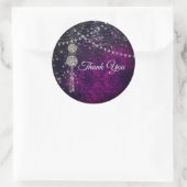 Cute paarse magenta monogram versiering ronde sticker (Tas)