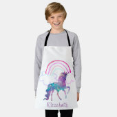 Cute Paarse Magical Unicorn, Regenboog Schort (Gedragen)