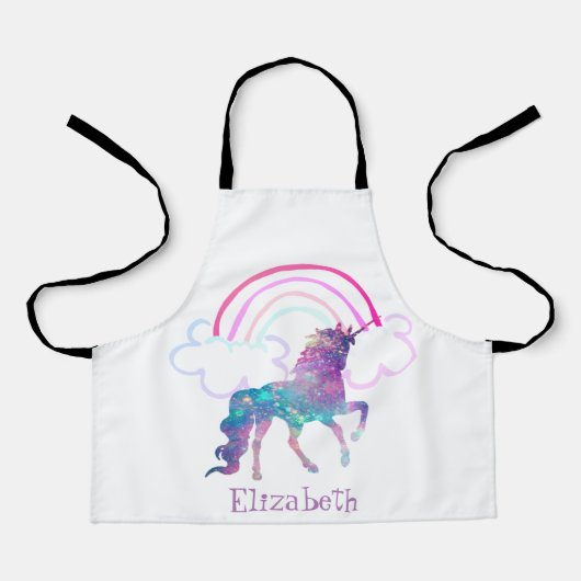 Cute Paarse Magical Unicorn, Regenboog Schort (Voorkant)