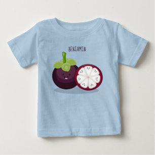 Cute paarse mangosteen cartoon afbeelding