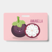 Cute paarse mangosteen cartoon afbeelding badge (Achterkant)