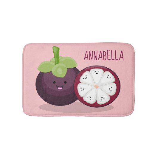 Cute paarse mangosteen cartoon afbeelding badmat (Voorkant)