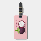 Cute paarse mangosteen cartoon afbeelding bagagelabel (Voorkant verticaal)