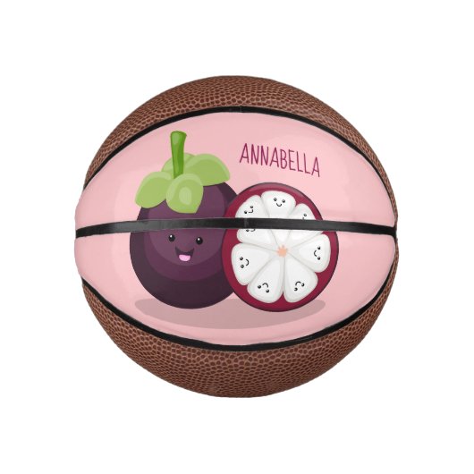 Cute paarse mangosteen cartoon afbeelding basketbal (Voorkant)