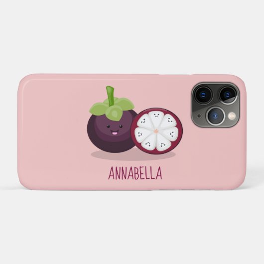 Cute paarse mangosteen cartoon afbeelding Case-Mate iPhone case (Achterkant (horizontaal))