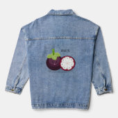 Cute paarse mangosteen cartoon afbeelding denim jacket (Achterkant)