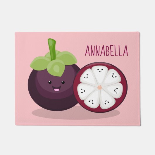 Cute paarse mangosteen cartoon afbeelding deurmat (Voorkant)