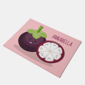 Cute paarse mangosteen cartoon afbeelding deurmat (Schuin)