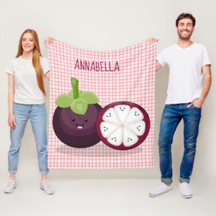 Cute paarse mangosteen cartoon afbeelding fleece deken