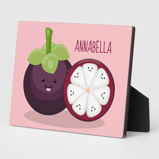 Cute paarse mangosteen cartoon afbeelding fotoplaat (Zijkant)