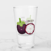 Cute paarse mangosteen cartoon afbeelding glas (Voorkant)