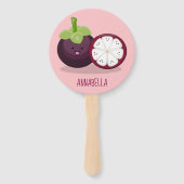 Cute paarse mangosteen cartoon afbeelding handwaaier (Achterkant)