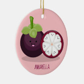 Cute paarse mangosteen cartoon afbeelding keramisch ornament (Rechts)