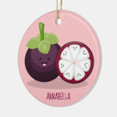 Cute paarse mangosteen cartoon afbeelding keramisch ornament (Links)