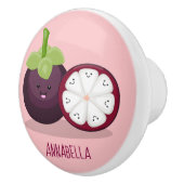 Cute paarse mangosteen cartoon afbeelding keramische knop (Rechts)