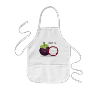 Cute paarse mangosteen cartoon afbeelding kinder schort