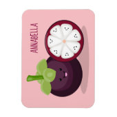 Cute paarse mangosteen cartoon afbeelding magneet (Verticaal)