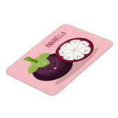 Cute paarse mangosteen cartoon afbeelding magneet (Linkerzijde)