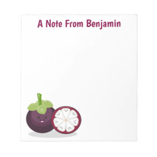 Cute paarse mangosteen cartoon afbeelding notitieblok