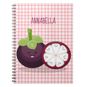 Cute paarse mangosteen cartoon afbeelding notitieboek