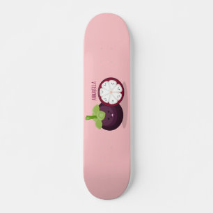 Cute paarse mangosteen cartoon afbeelding persoonlijk skateboard