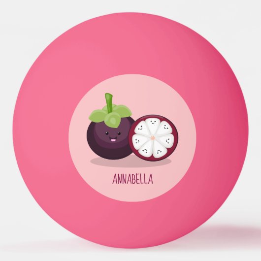 Cute paarse mangosteen cartoon afbeelding pingpongbal (Voorkant)